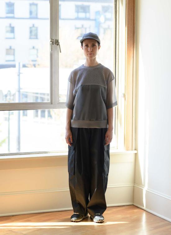  F/CE 반팔 티셔츠 F/Ce 시스루 및 메시 니트 탑 그레이 - OTHER BRANDS