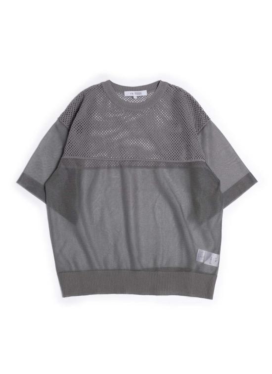  F/CE 반팔 티셔츠 F/Ce 시스루 및 메시 니트 탑 그레이