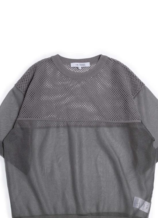  F/CE 반팔 티셔츠 F/Ce 시스루 및 메시 니트 탑 그레이 - OTHER BRANDS