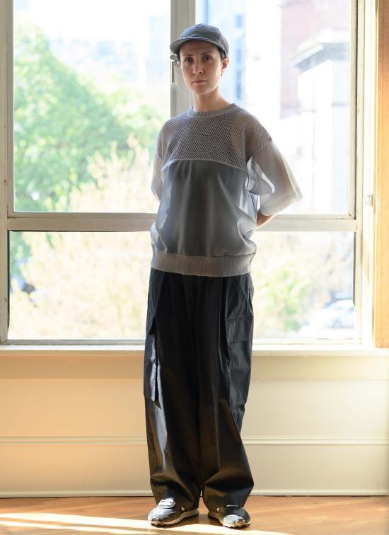  F/CE 반팔 티셔츠 F/Ce 시스루 및 메시 니트 탑 그레이 - OTHER BRANDS