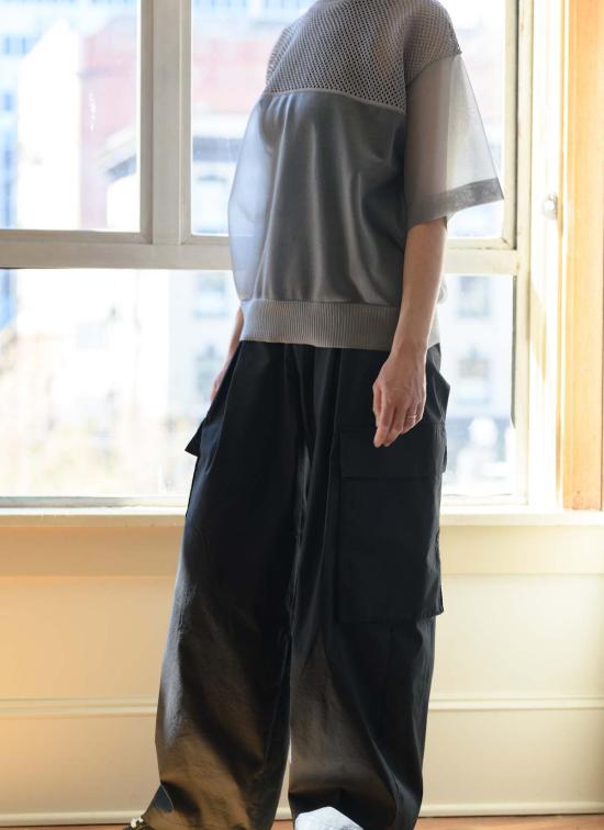  F/CE 반팔 티셔츠 F/Ce 시스루 및 메시 니트 탑 그레이 - OTHER BRANDS