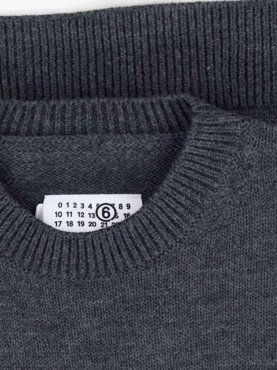  MM6 메종마르지엘라 스웨터 Mm6 메종 마르지엘라 버진 울 크루넥  그레이 - MM6 MAISON MARGIELA