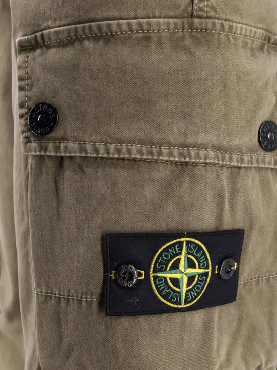 스톤 아일랜드 스트레이트 팬츠 오가닉 코튼 팬츠 베르데 - STONE ISLAND