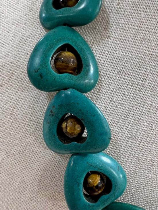  카라 브라운 디자인 목걸이/팬던트 의 타이거아이 소재 레이어링 하트 목걸이 - CARA BROWN DESIGNS