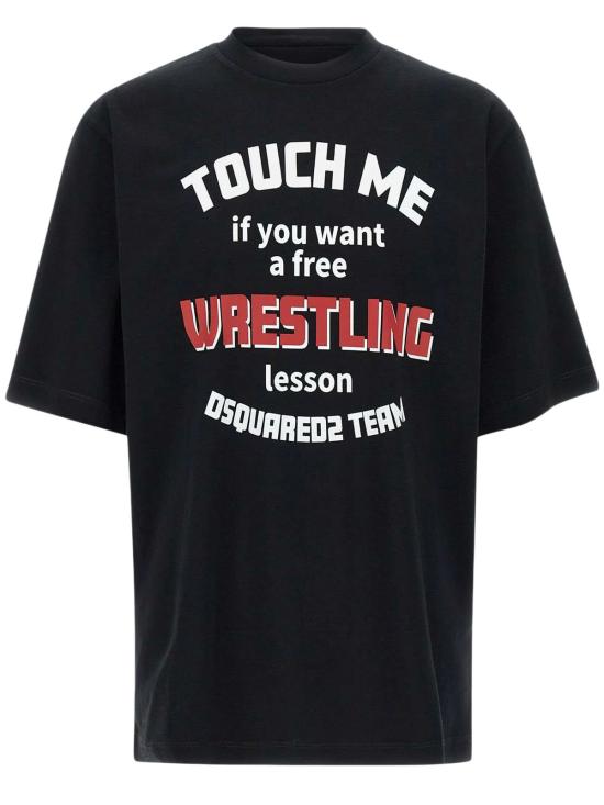  디스퀘어드2 반팔 티셔츠 Dsquared2 맥시 모노그램 블랙 티셔츠 - DSQUARED2