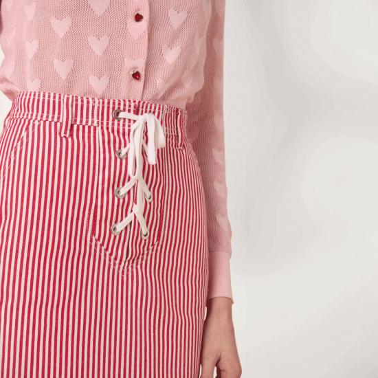  마누슈 데님 스커트 마누쉬 데님 스트라이프 스커트 레드 스트라이프 - MANOUSH