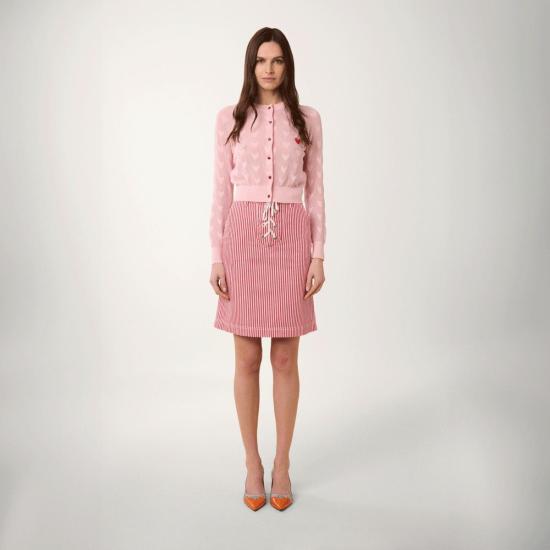  마누슈 데님 스커트 마누쉬 데님 스트라이프 스커트 레드 스트라이프