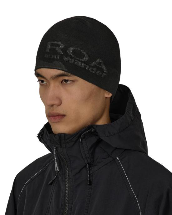  ROA x And Wander 모자 로아 X 앤 원더 로고 코튼 비니 블랙 - OTHER BRANDS