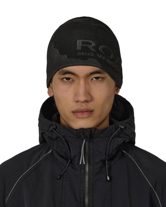  ROA x And Wander 모자 로아 X 앤 원더 로고 코튼 비니 블랙 - OTHER BRANDS