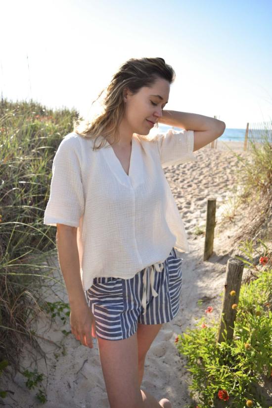  Pamut Apparel USA 반팔 티셔츠 파무트 어패럴 USA 헤이븐 티셔츠 린넨 소재에 리크랙 장식 - OTHER BRANDS