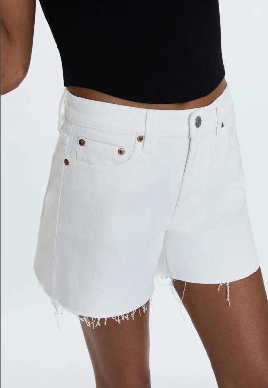  피스톨라 데님 숏팬츠 케네디 릴렉스드 미드라이즈 컷오프 쇼츠 앤티크 화이트 - PISTOLA