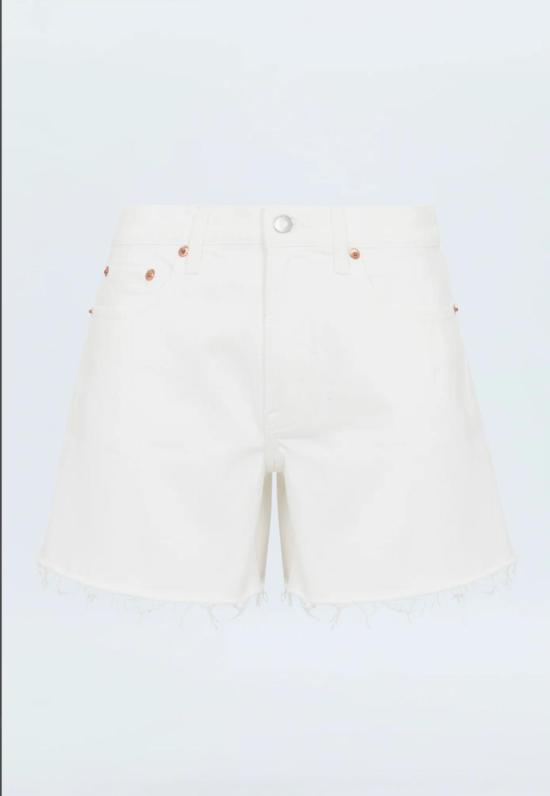  피스톨라 데님 숏팬츠 케네디 릴렉스드 미드라이즈 컷오프 쇼츠 앤티크 화이트 - PISTOLA