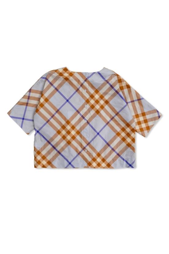  [키즈] 버버리 트레이닝 상의 키즈 체크 반팔 티셔츠 멀티컬러 - BURBERRY