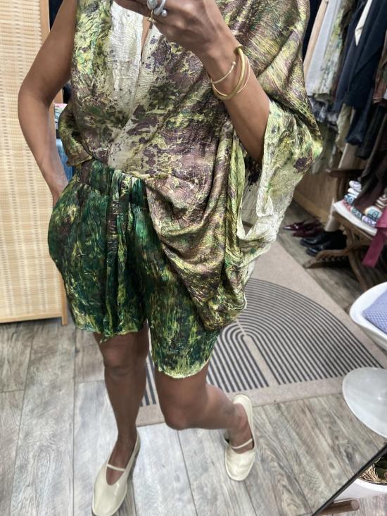  Yesaet 숏팬츠 예사엣 랑가노 실크 반바지, 숲속 식물 프린트 - OTHER BRANDS