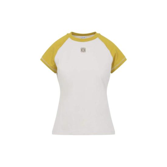  로에베 반팔 티셔츠 스몰핏 티셔츠 머스타드 브론즈 - LOEWE