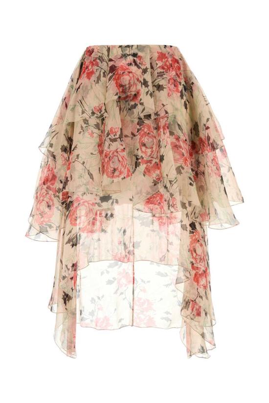  로에베 미디 스커트 프린트 실크  멀티컬러