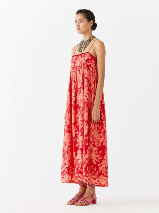  IKKIVI 롱 원피스 이키비 탈론 스트랩 드레스 레드 - IKKIVI