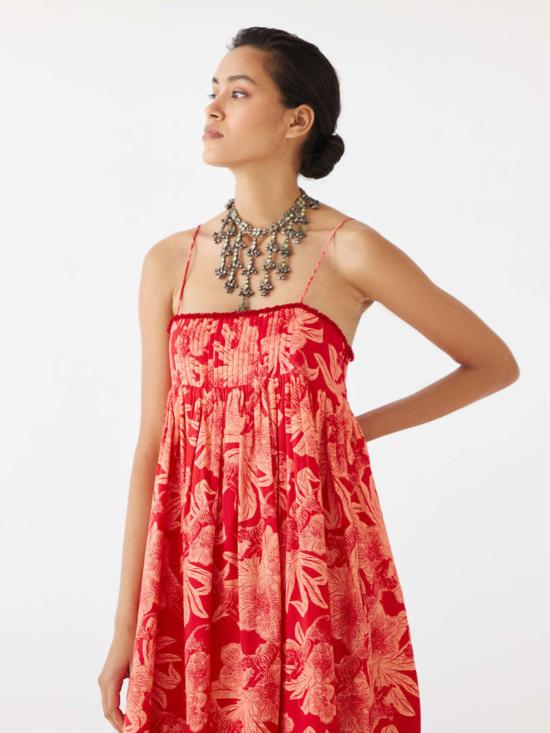  IKKIVI 롱 원피스 이키비 탈론 스트랩 드레스 레드 - IKKIVI