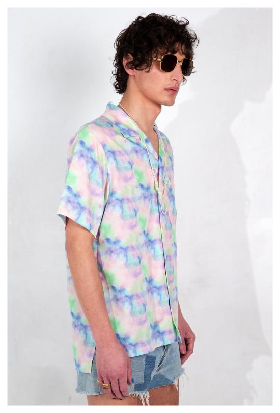  Graphia New York 반팔 셔츠 그라피아 뉴욕 캠프 칼라 프린트 반팔  블루 드림 팝 - GRAPHIA NEW YORK