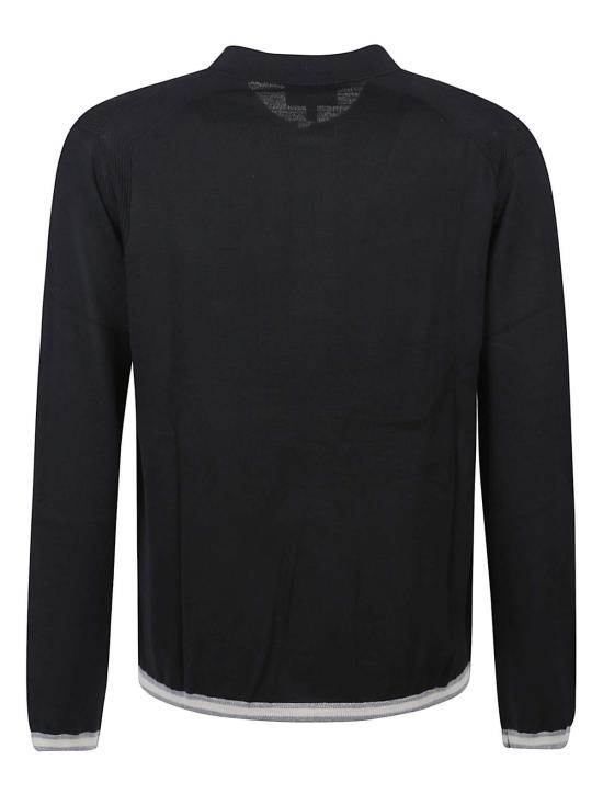  엠포리오 아르마니 스웨터 하프 집업 폴로넥  블랙 - EMPORIO ARMANI