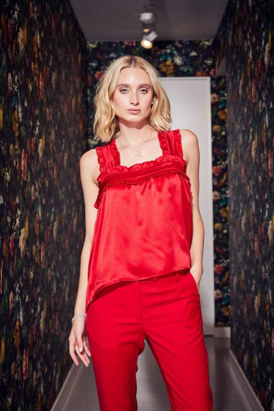  린제이 니콜라스 뉴욕 블라우스 린지 니콜라스 뉴욕 재키 크리스 크로스 탑 - LINDSAY NICHOLAS NEW YORK