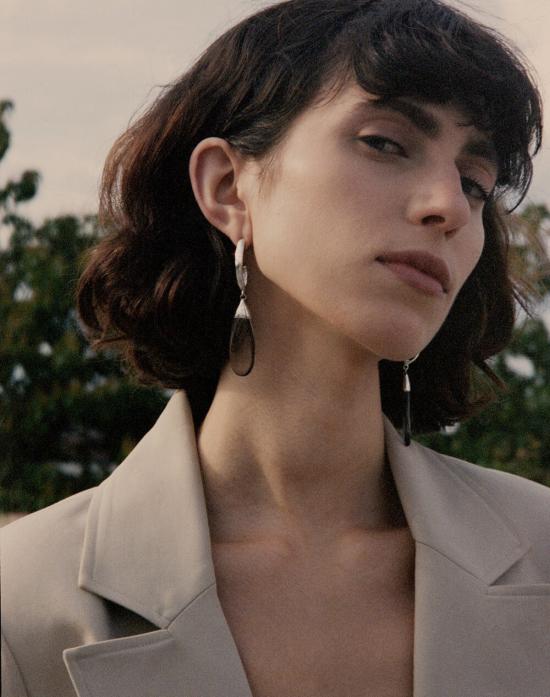  루스 오르티스 이어링 루즈 오리츠 스모키 쿼츠 드롭 - LUZ ORTIZ