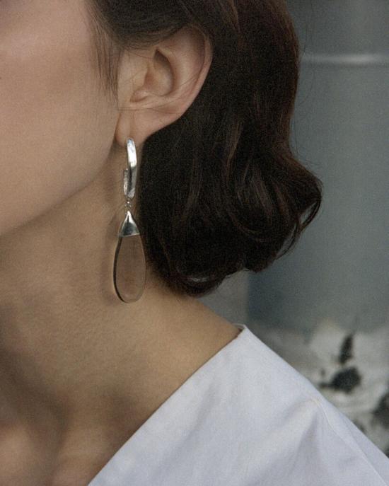  루스 오르티스 이어링 루즈 오리츠 스모키 쿼츠 드롭