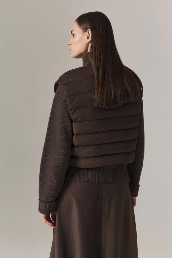  산티클레르 베스트 산티클러 로건 캐시미어 블렌드 가디건 & 다운 충전 코듀로이  세트 엄버 - SANTICLER