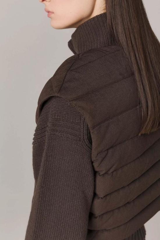  산티클레르 베스트 산티클러 로건 캐시미어 블렌드 가디건 & 다운 충전 코듀로이  세트 엄버 - SANTICLER