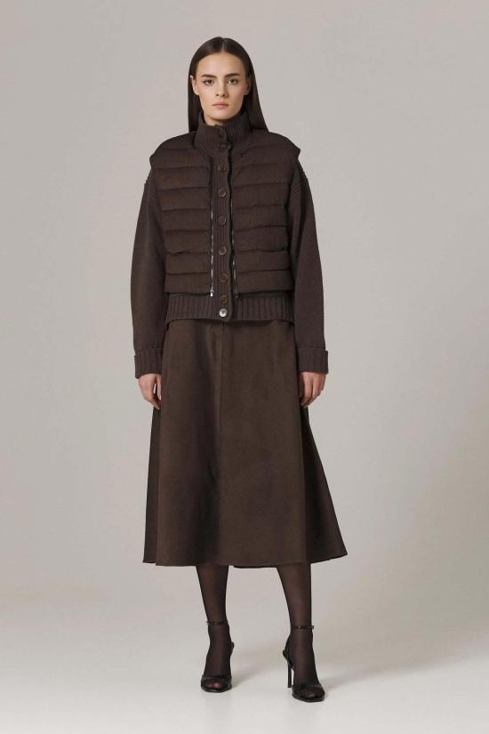  산티클레르 베스트 산티클러 로건 캐시미어 블렌드 가디건 & 다운 충전 코듀로이  세트 엄버 - SANTICLER