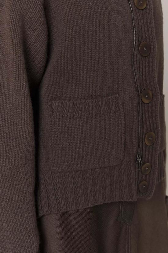  산티클레르 베스트 산티클러 로건 캐시미어 블렌드 가디건 & 다운 충전 코듀로이  세트 엄버 - SANTICLER