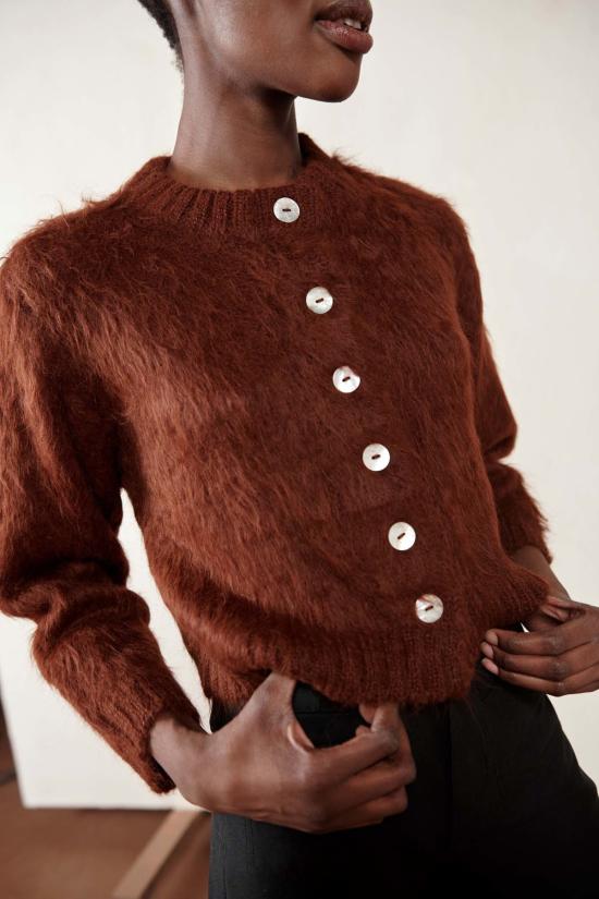  마리아 스탠리 가디건 브러시드 카디 메이플