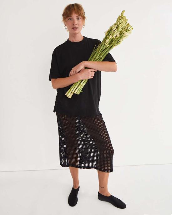  론 미디 스커트 Lwn 디지털 스커트 믹스 블랙 - LWN