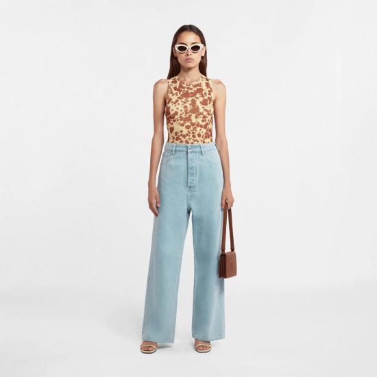  나누슈카 민소매 티셔츠 Nanushka Anneke  브라운 타이 다이