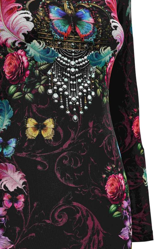  베르사체 롱 원피스 진 쿠튀르 멀티컬러 플로럴 프린트 롱 드레스 - VERSACE