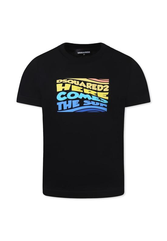  [키즈] 디스퀘어드2 트레이닝 상의 어린이용 Dsquared2 로고 티셔츠 블랙
