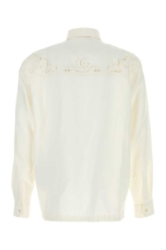  구찌 폴로 티셔츠 화이트 린넨 폴로 셔츠 내추럴화이트 - GUCCI