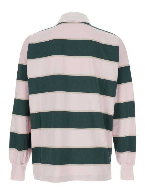  오트리 폴로 티셔츠 핑크 폴로 셔츠, 클래식 칼라와 전체 스트라이프 패턴 (핑크) - AUTRY