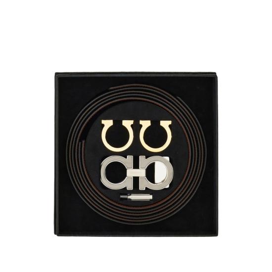 26SS 살바토레 페라가모 가죽 벨트 670633 0788424 NEHIC BLACK BROWN - SALVATORE FERRAGAMO