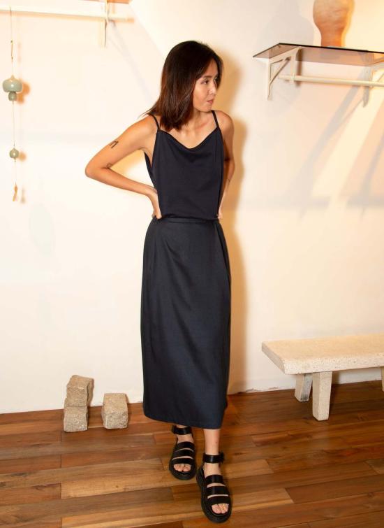  카렘 미디 스커트 Kaarem 패치  딥 블루 - KAAREM