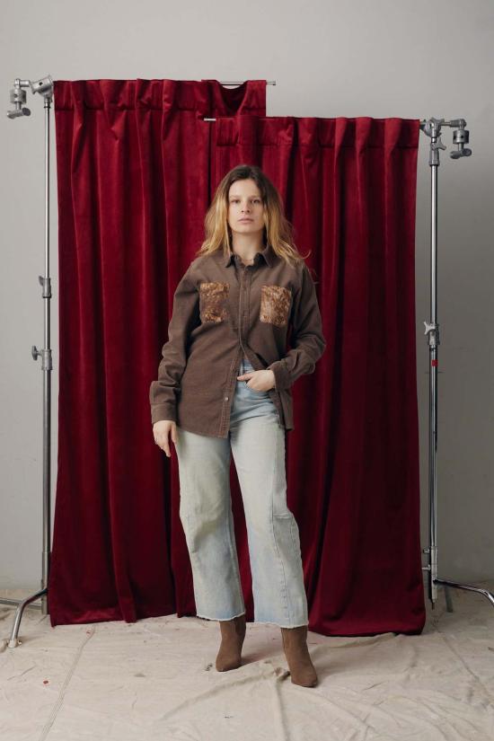  MAISON MARKOSIAN 셔츠 메종 마르코시안 브라운 코듀로이 버튼업 셔츠 - MAISON MARKOSIAN