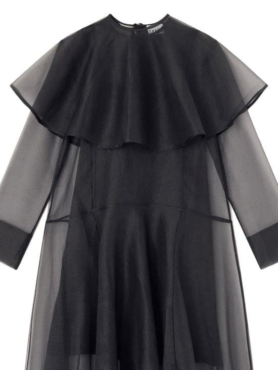  가니 롱 원피스 롱 드레스 (후프 칼라, 블랙) - GANNI