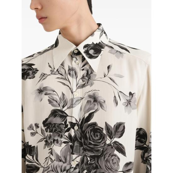 26SS 돌체앤가바나 긴팔 셔츠 G5NP9T IS1Z0 HK5SP WHITE BLACK - DOLCE & GABBANA