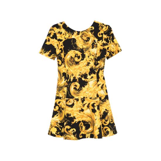 26SS 베르사체 미디 원피스 80HAO918 NS756 G89 BLACK YELLOW