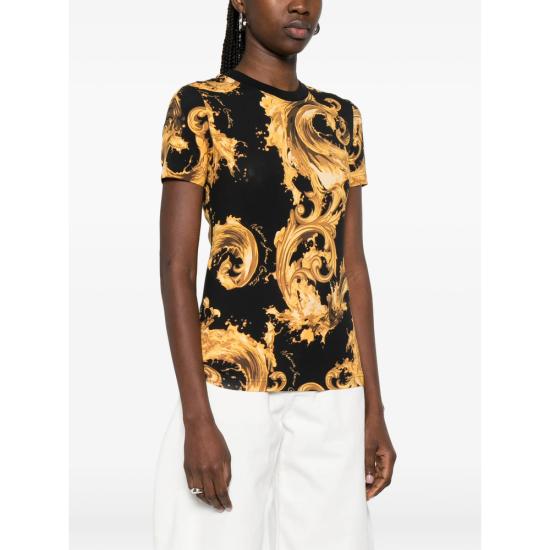26SS 베르사체 반팔 티셔츠 80HAH608 JS553 G89 BLACK GOLD - VERSACE