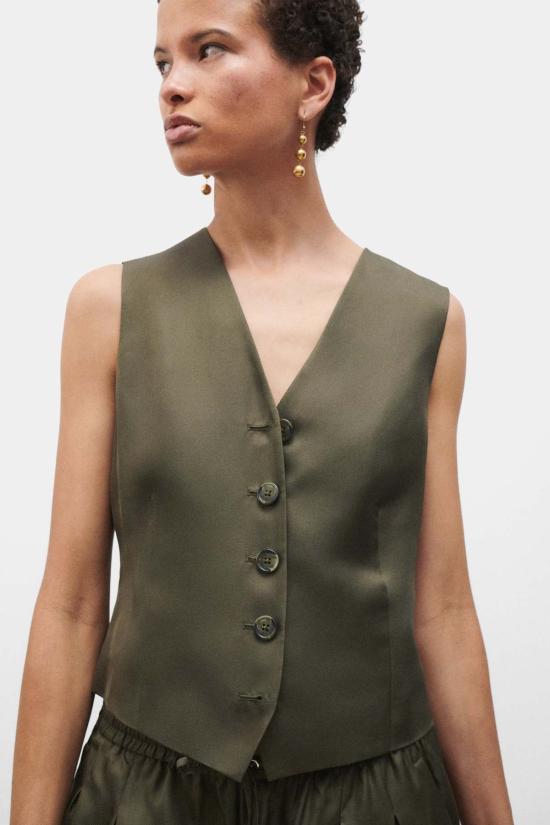  실크 런드리 베스트 실크 세탁 트윌 조끼 소나무 - SILK LAUNDRY