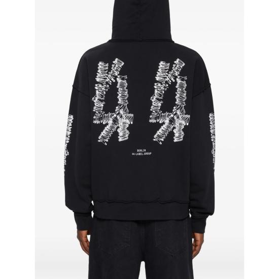 26SS 44레이블 후드 티셔츠 B0030612 FA580 P783 BLACK - 44 LABEL