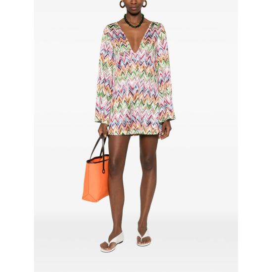 26SS 미소니 숏 원피스 MS26SQ0G BJ00QL SM9Z9 WHITE PINK - MISSONI