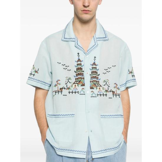 26SS 바지스트 반팔 셔츠 SR08096 MEGURU BLUE - BAZISZT