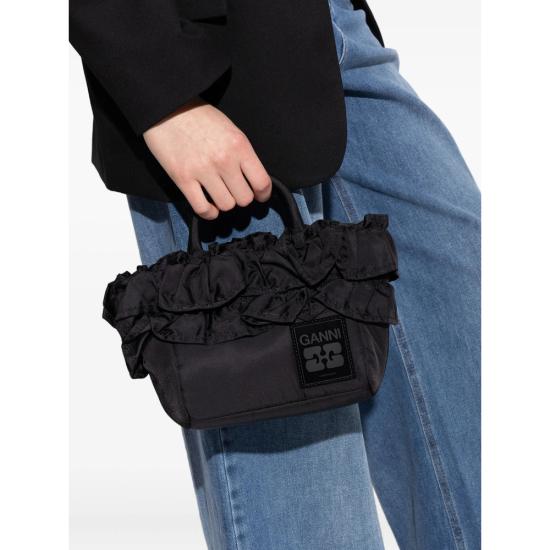 26SS 가니 미니 러플 디테일 쇼퍼백 A7187 099 BLACK - GANNI